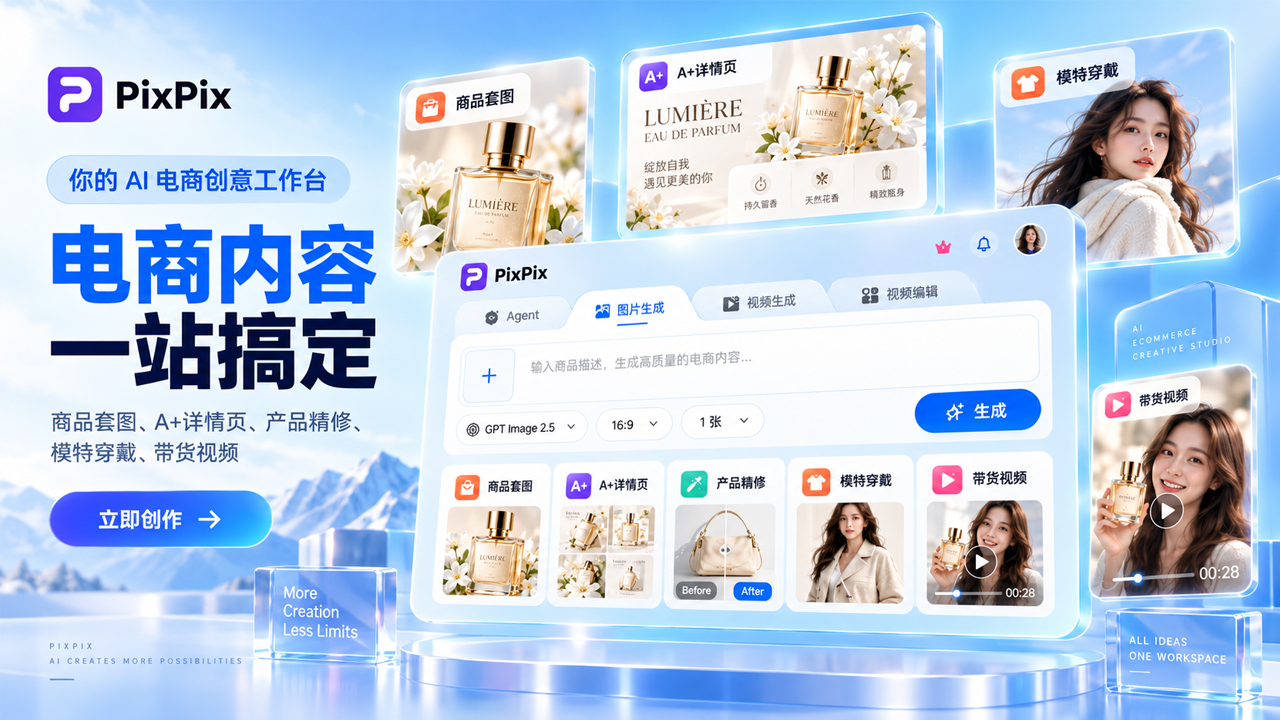 PixPix_电商内容一站搞定 ｜上传商品图一键生成整套电商视觉图片